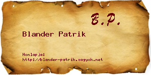 Blander Patrik névjegykártya
